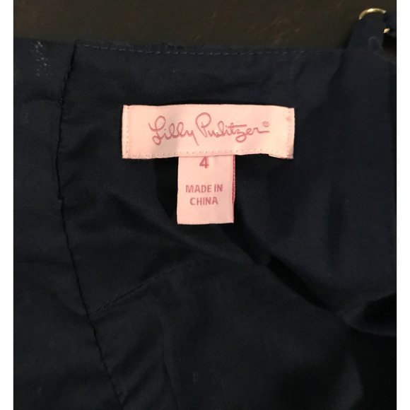 Lilly Pulitzer Karina Navy Blue Eyelet Overlay Mini Dress - Size 4 - Picture 5 of 10